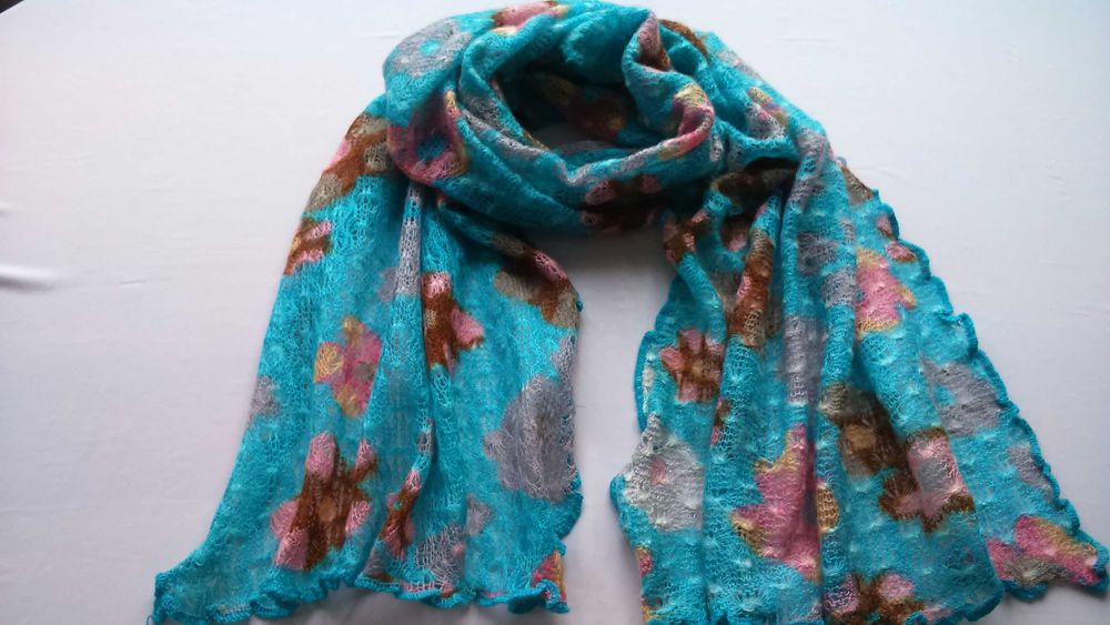 Шарф з натурального  пуху (плетіння павутинка)