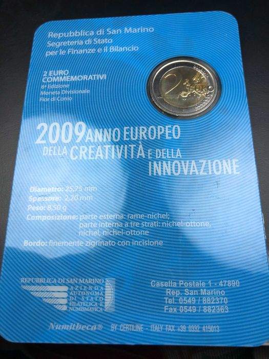 San Marino 2009 - Coin Card 2€ - Ano Europeu Criatividade imaginação