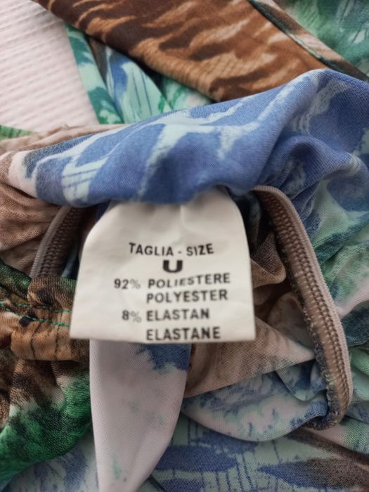Vestido/túnica novo em tons de verde, azul e castanho