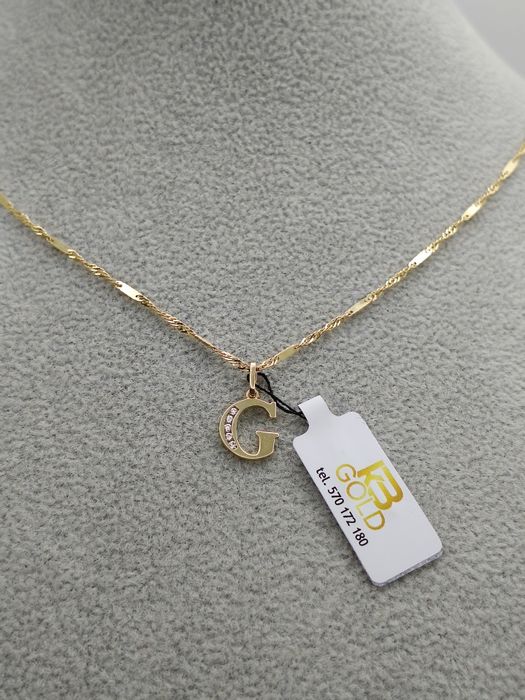 Złota Zawieszka Literka "G" Pr.585 Nowa Zapraszamy