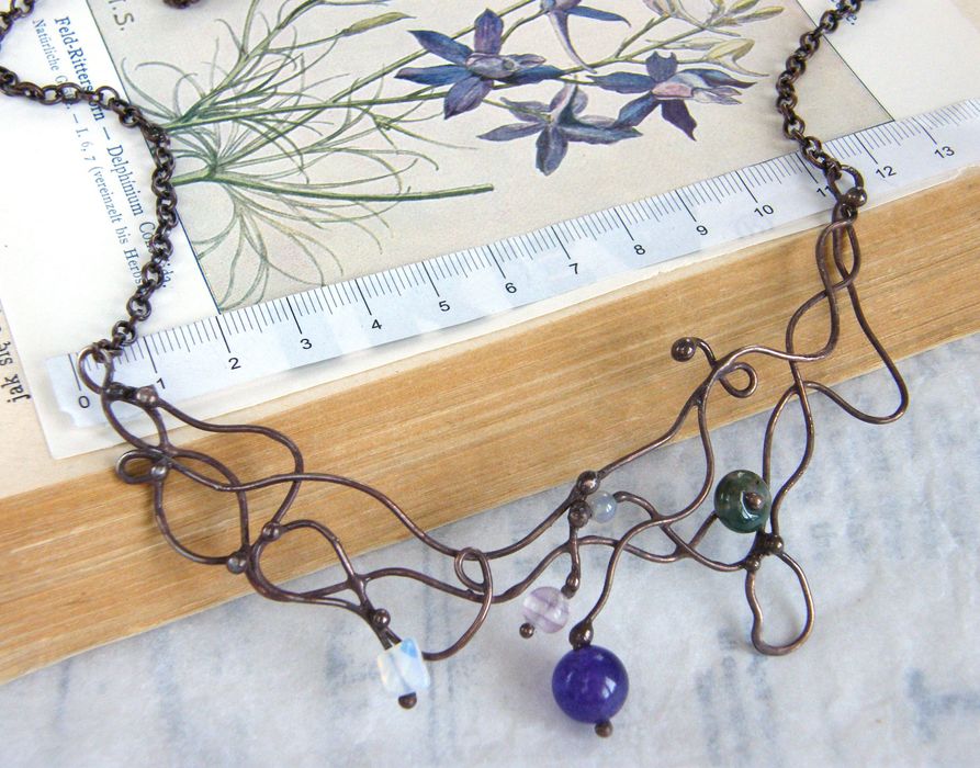 Handmade prezent Kolia: elficki naszyjnik opalit