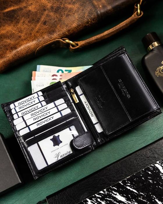 skórzany, duży portfel męski z systemem rfid - rovicky