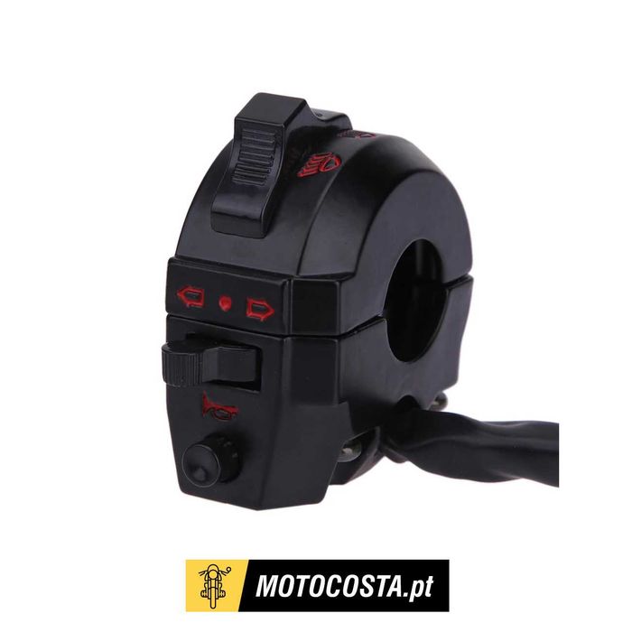Comutador esquerdo para moto - Controlo de Luzes, Piscas e Buzina