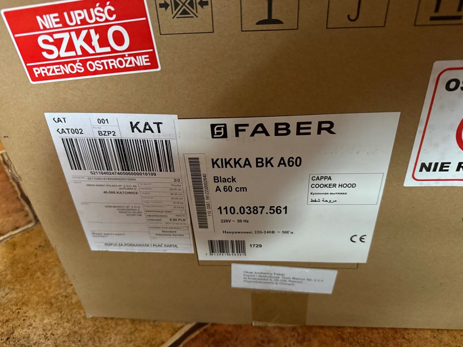 Okap czarny szklany Faber Kikka BK A60