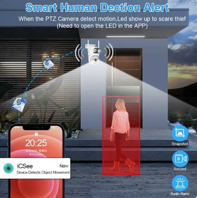 CCTV Kit with Pan-Tilt Cameras, Dual-Lens Video Surveillance System, 8-Channel, 4 WiFi Cameras64738736894465122