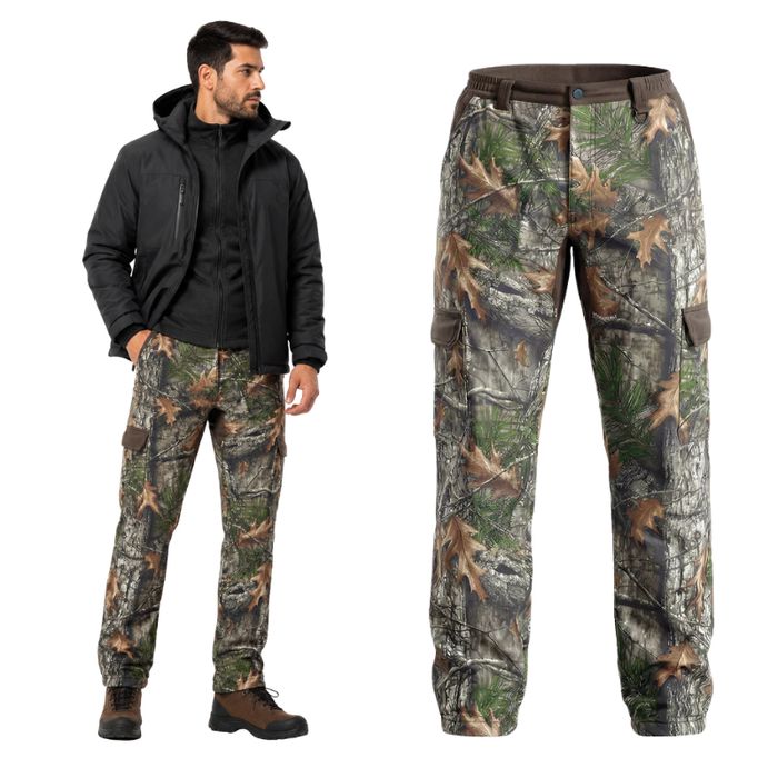 Spodnie taktyczne męskie softshell ocieplane polar 4XL 40W/32L las