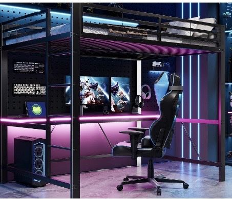 Cama alta gamer na caixa
