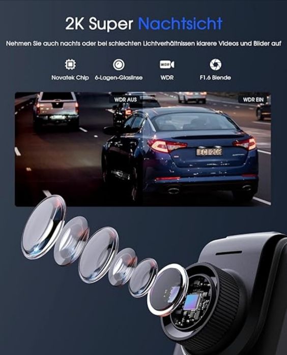Kamera samochodowa WiFi 2K szeroki kąt widzenia