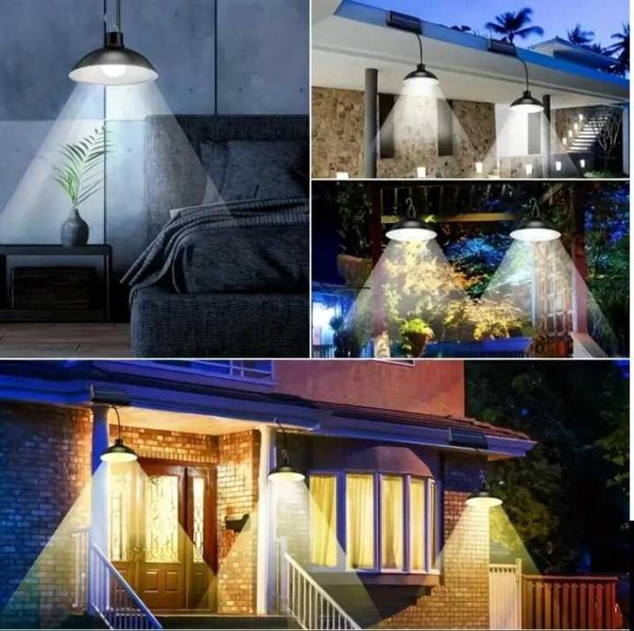 ZESTAW 2x ŻYRANDOL Lampa Wisząca Solarna LED Z Czujnikiem + Pilot