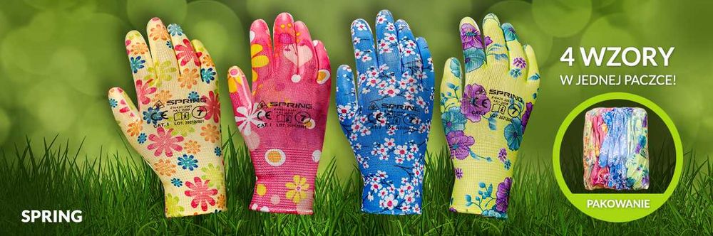 Rękawice robocze kwiatki Pu Spring Mix rozmiar 6,7,8,9