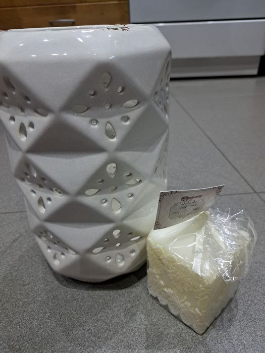 Лампа декоративна керамічна з свічкою