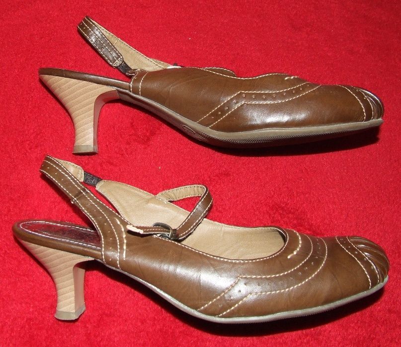 Buty damskie czółenka słupek baleriny brąz skóra 39 25cm - wysyłam!