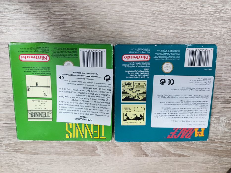 2 clássicos game Boy tennis e F1 racing
