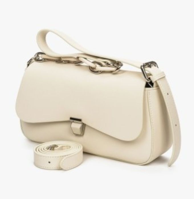 Нова шкіряна сумка estro світла молочна