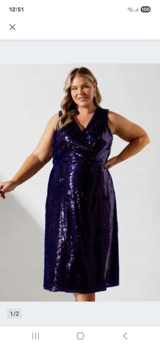 Cekinowa sukienka midii 52-54, Sylwester,  święta inne imprezy,  Coast