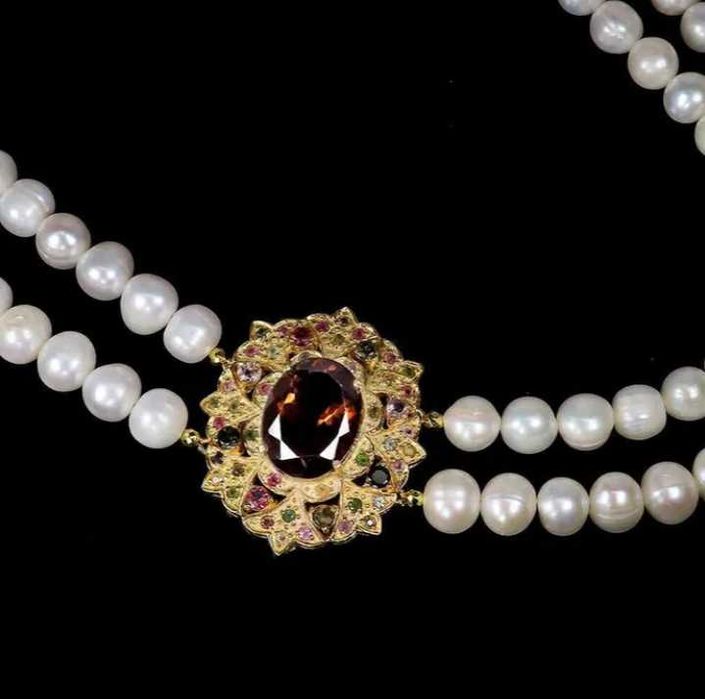 Ожерелье с Жемчугом,Турмалинами и Кварцем.
