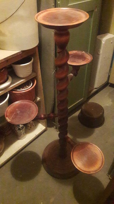 Drewniany kwietnik prl, vintage rzezbiony