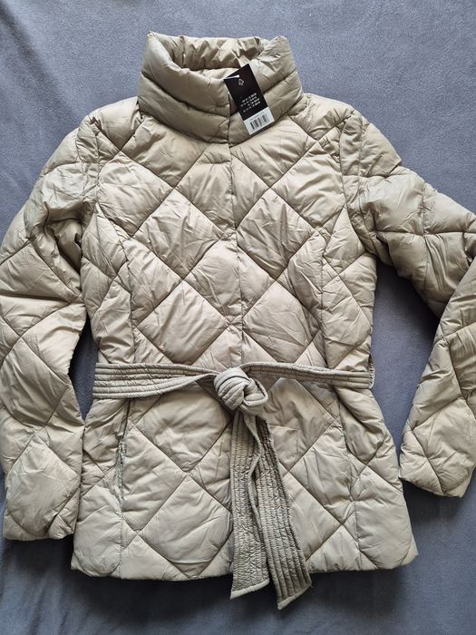 Nowa kurtka pikowana damska z paskiem Esmara S 36 38 beżowa camel lekka