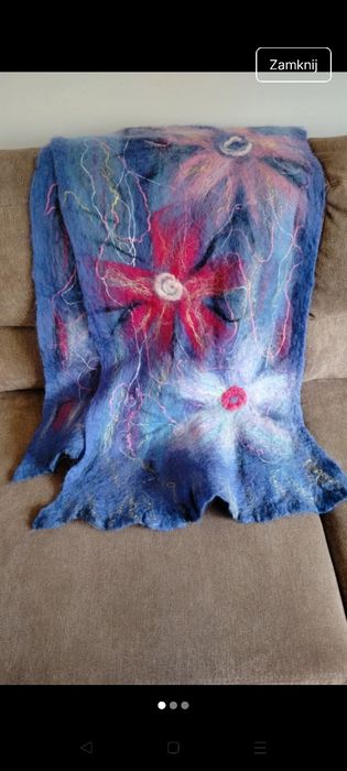Szal tkany ręcznie -silk ,merino