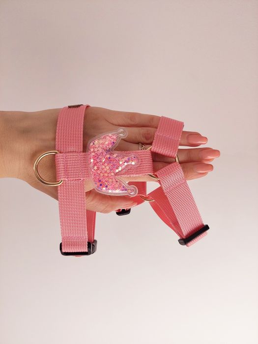 Szelki guard regulowane różowe z koroną