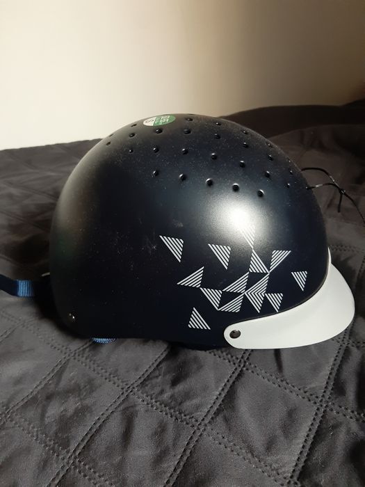 Kask jeździecki dla dzieci Fouganza 100 - Granatowo-Bialy