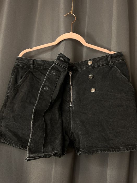 Zara czarne spódnico-spodenki jeansowe z guzikami XL