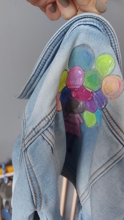 Katana kurtka dzinsowa jeans rozm.74 ręcznie malowana