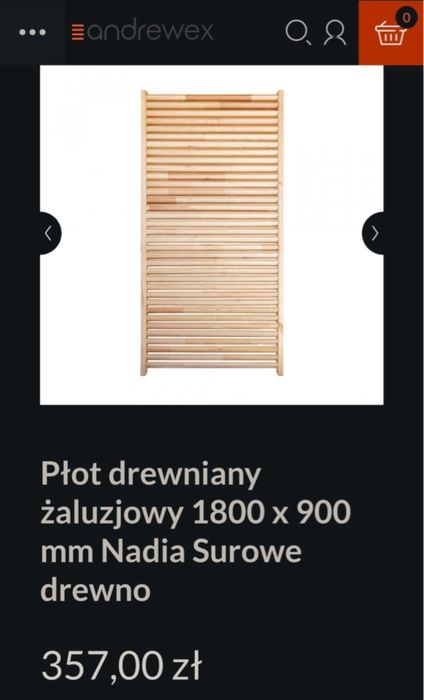 Panel płot żaluzjowy drewniany do pomalowania 180x90