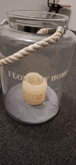 2 piękne świeczniki duże Love home