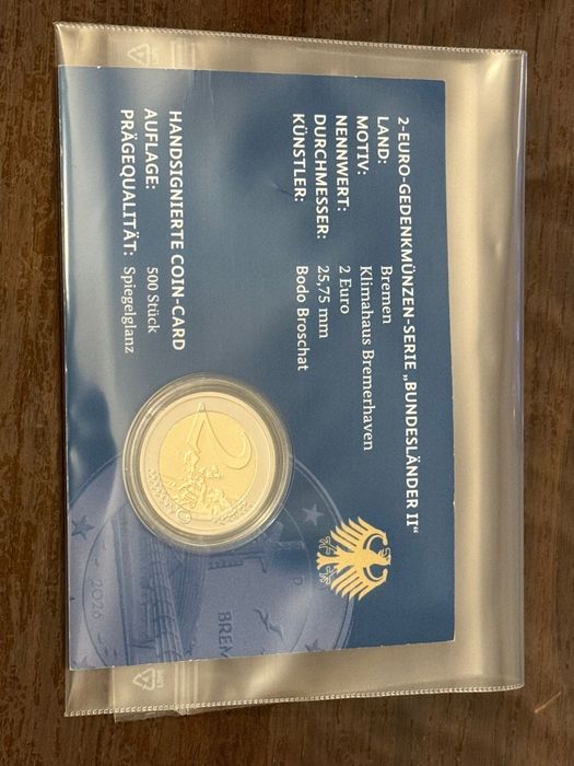 Moeda 2€ alemanha proof com assinatura