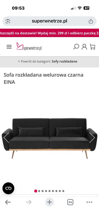 Sprzątam sofę rozkładana welurowa czarna