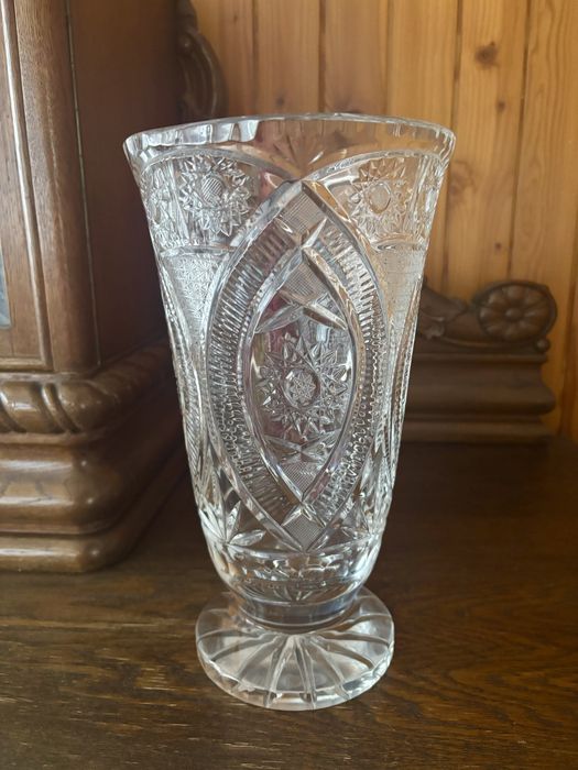 Duzy krysztalowy wazon PRL oryginalny krysztal