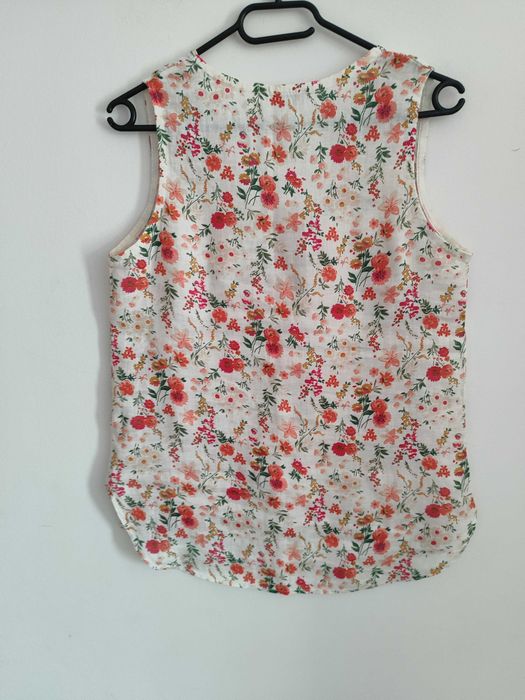 Lniany top w kwiaty