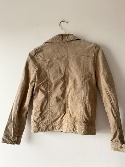 Mango skorzana zamszowa kurtka ramoneska