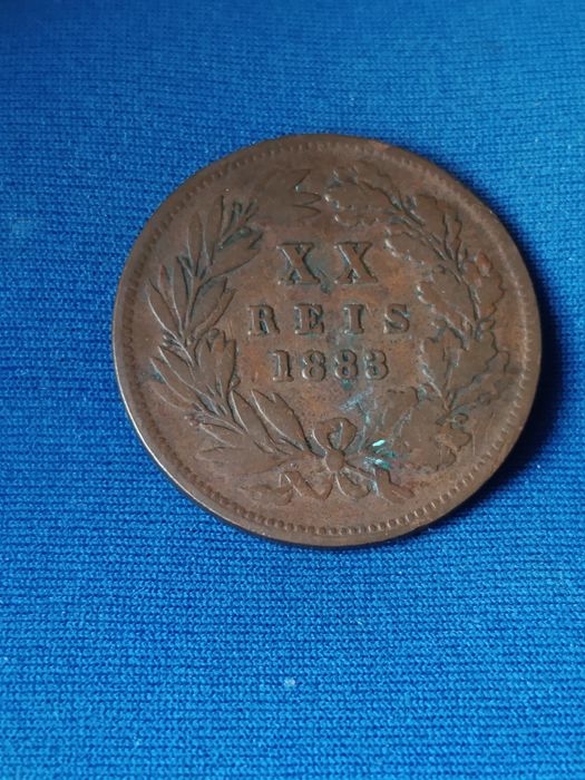 Moeda XX Reis de 1883 Antiga Portuguesa