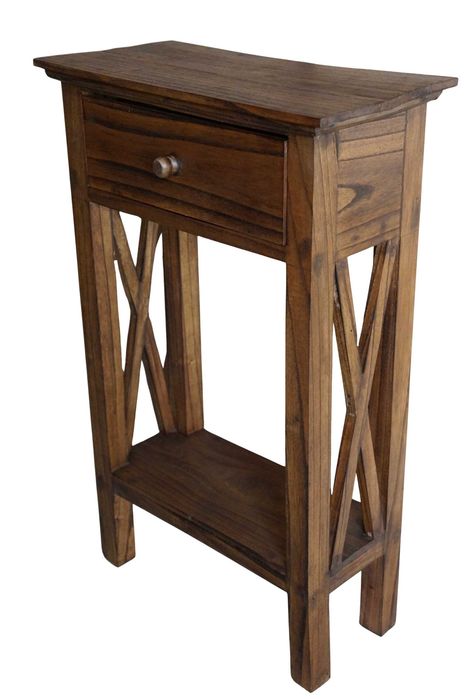 Drewniana konsolka z szufladką 80 cm vintage