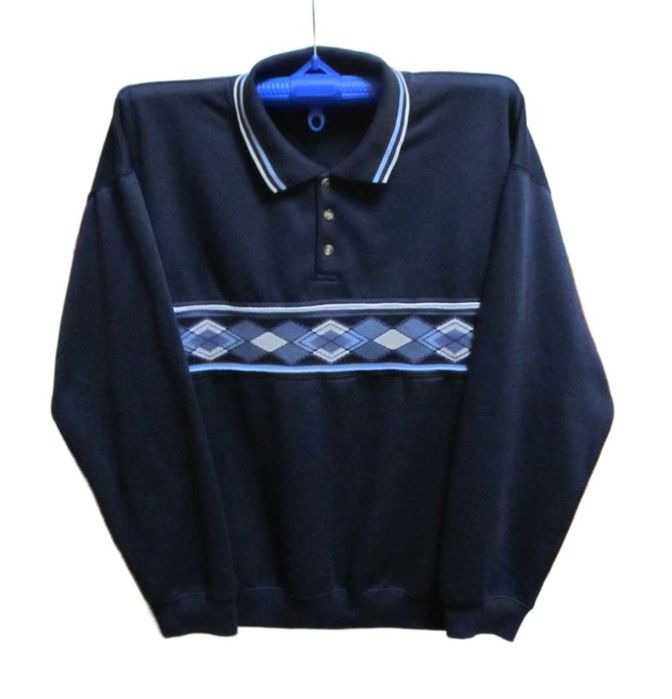Damart  поло длинный рукав с орнаментом на флисе 6XL/7XL
