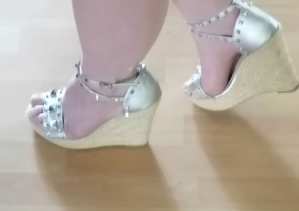 Sandałki espadyle srebrne wkładka 24cm