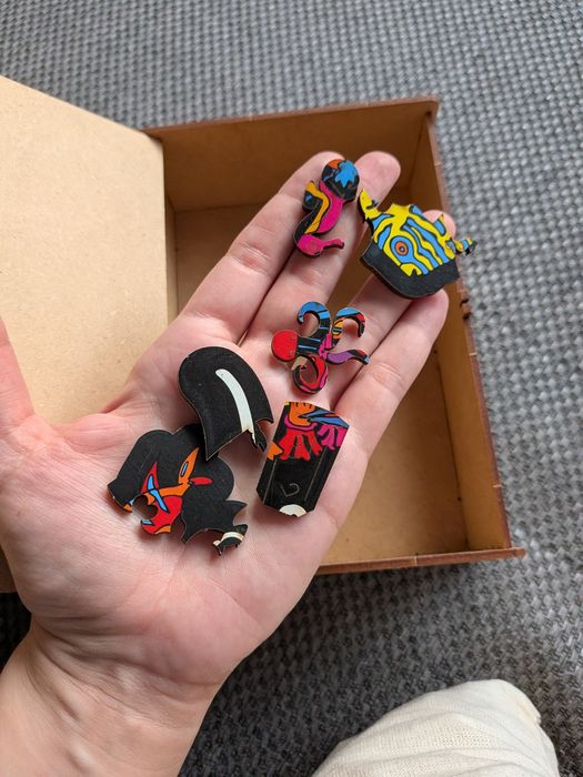 Drewniane puzzle WOŚP komplet 2 obrazków raz ułożone