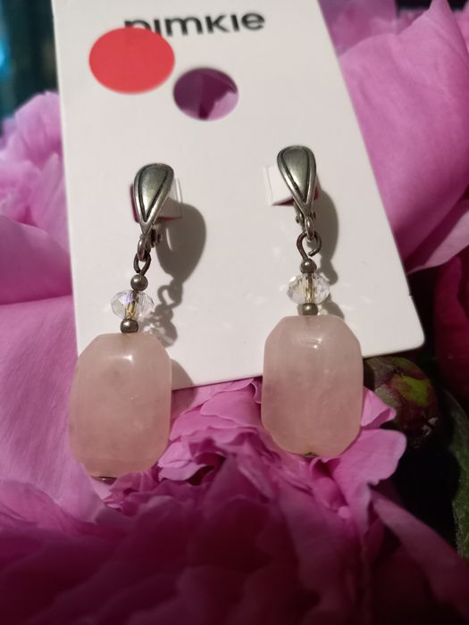 Серьги и подвеска с розовым кварцом и речным жемчугом