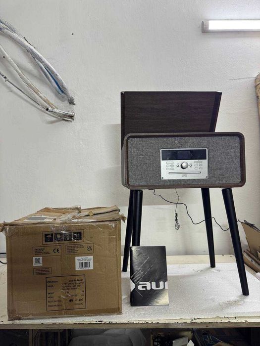 Вініловий програвач на ніжках ретро виниловый проигрыватель AUX/FM/BT/USB/CD Auna