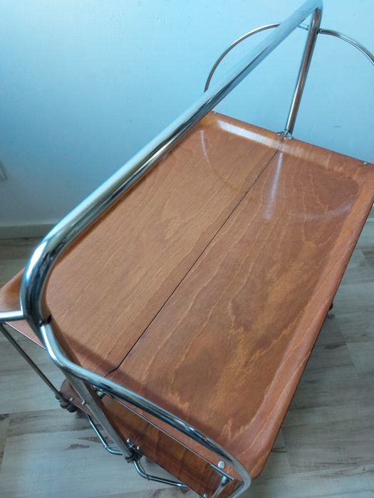 barek / wózek barowy GERLINOL model 14 Niemcy sklejka naturalna składany vintage proj. lata 70-te sygnowany