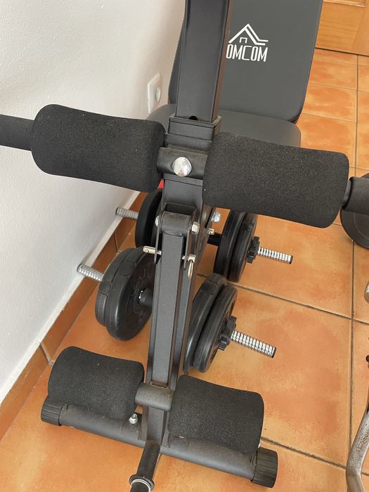 Banco musculação e conjunto pesos