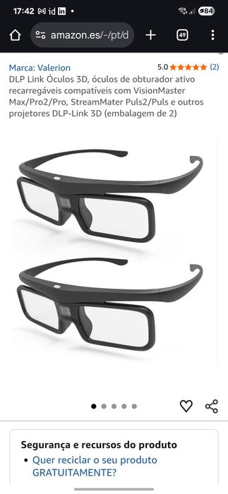 Projector Valerion Vision Master Pro2 + Projection Screen 108'' + Glasses64586141433345124