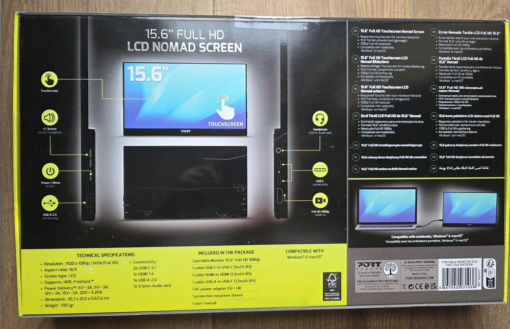 15.6" Ekran Dotykowy Full HD - Port Designs