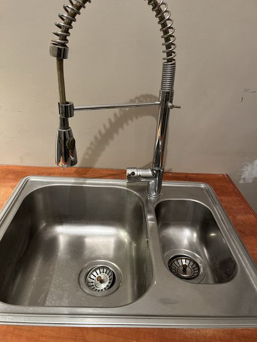 Zlew + bateria, srebrne