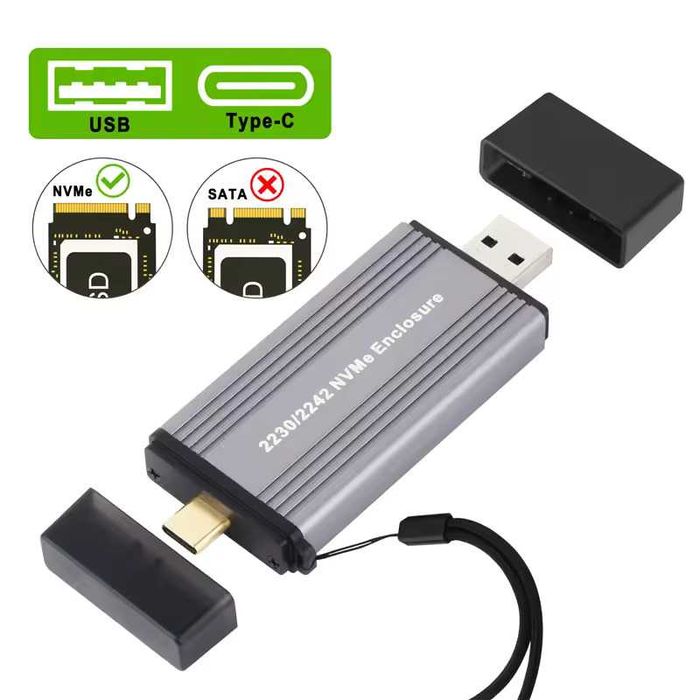 Корпус для зовнішнього SSD накопичувача M.2 NVME 2230/2242 Кейс|Бокс