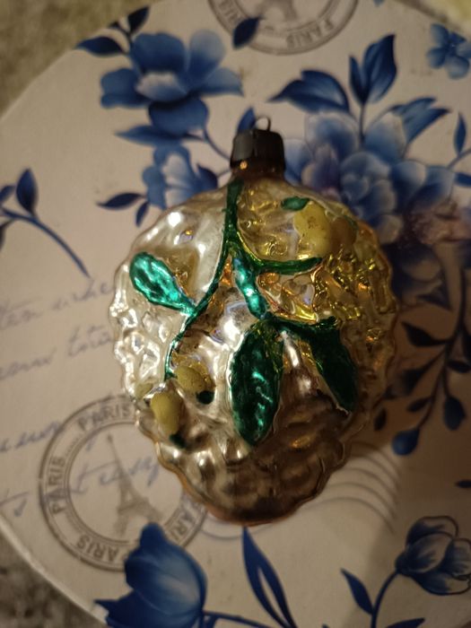 Bombka prl duże  serce z motylem