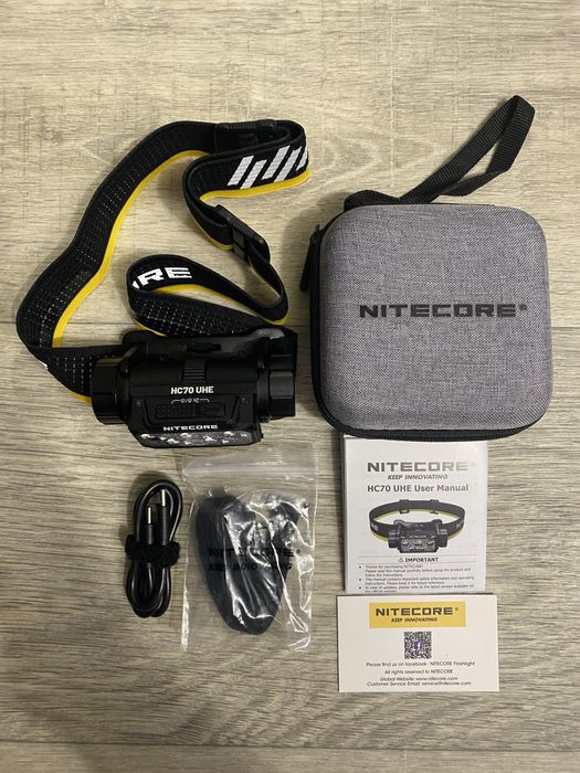 Налобний ліхтар Nitecore HC70 UHE  з акумулятором та кейсом