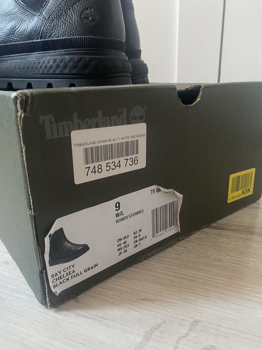 Czarne skórzane botki Timberland ray city chelsea 40